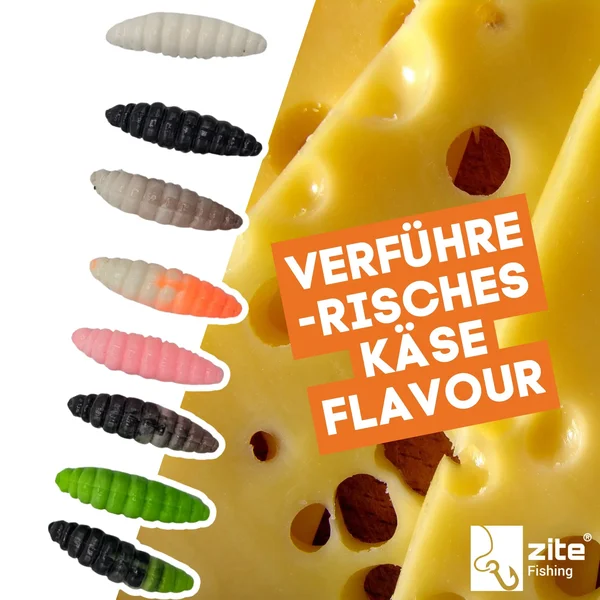 Attracta Larv Allround Mix Käse Aroma Floating 3,5cm 8STK Forellen Gummiköder Larve_auswahl6