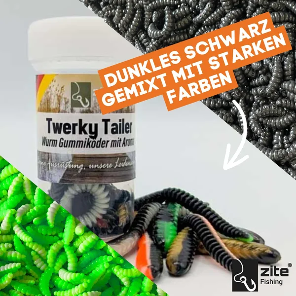 Zite Fishing Twerky Tailer Dark Mix Knoblauch 7 cm 8 STK 3in1 Gummiköder Forelle_auswahl1