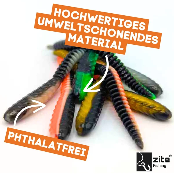 Zite Fishing Twerky Tailer Dark Mix Knoblauch 7 cm 8 STK 3in1 Gummiköder Forelle_auswahl3