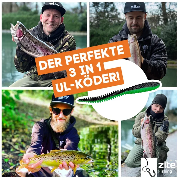 Zite Fishing Twerky Tailer Dark Mix Knoblauch 7 cm 8 STK 3in1 Gummiköder Forelle_auswahl5