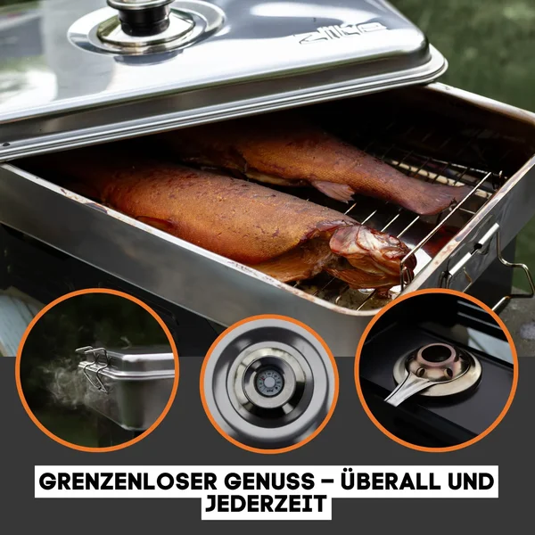 Tischräucherofen Starterset XXL inkl. 3 Räuchermehl, Räucherlaken und Brennpaste  _auswahl3