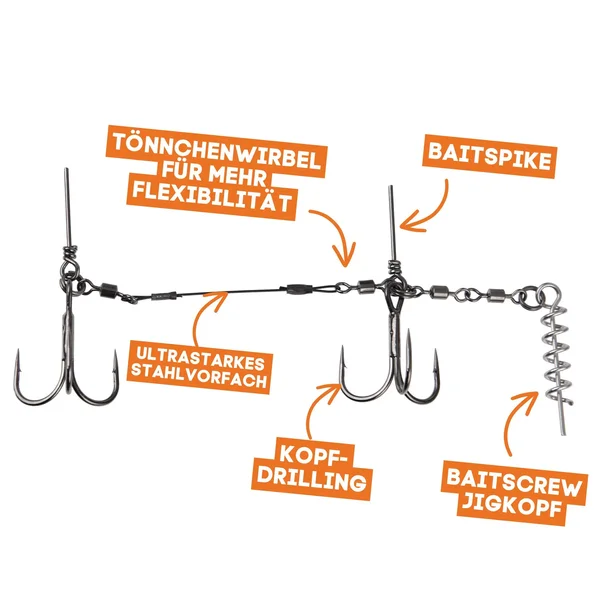 Zite Fishing Hecht Shallow-Rig-System teils UV Aktiv S 9cm & L 13 cm - Gummifisch-System ideal für Hechtköder 15 - 26 cm_auswahl3