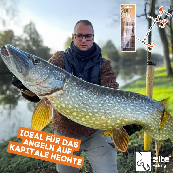Zite Fishing Hecht Shallow-Rig-System teils UV Aktiv S 9cm & L 13 cm - Gummifisch-System ideal für Hechtköder 15 - 26 cm_auswahl7