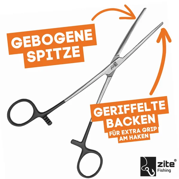 Zite Fishing Hakenlöser Zange gebogen 20 cm rostfreier Stahl mit schwarzem Griff-Coating für Universaleinsatz_auswahl1