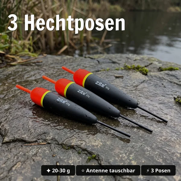 Deadbait Hechtposen Sortiment - Durchlaufposen mit Köderfisch System, Wirbel, Bleigewichte & mehr für das Hechtangeln_auswahl2