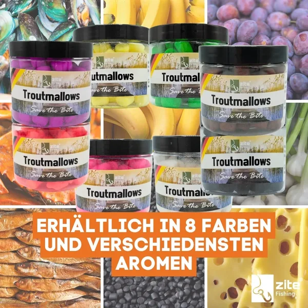 Troutmallows Angelköder Forelle Grün Knoblauch-Aroma 40 g Zite Fishing_auswahl7