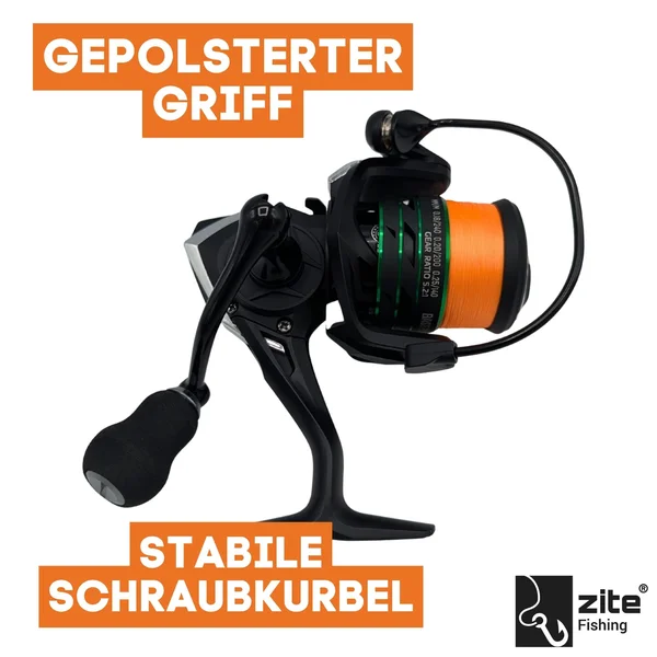 Spinning Reel Base 2000 bespult Spinnrolle mit Frontbremse 5+1 2 Aluminiumspulen für Forelle & Barsch Spinnfischen_auswahl10