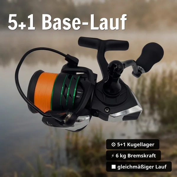 Spinning Reel Base 2000 bespult Spinnrolle mit Frontbremse 5+1 2 Aluminiumspulen für Forelle & Barsch Spinnfischen_auswahl2