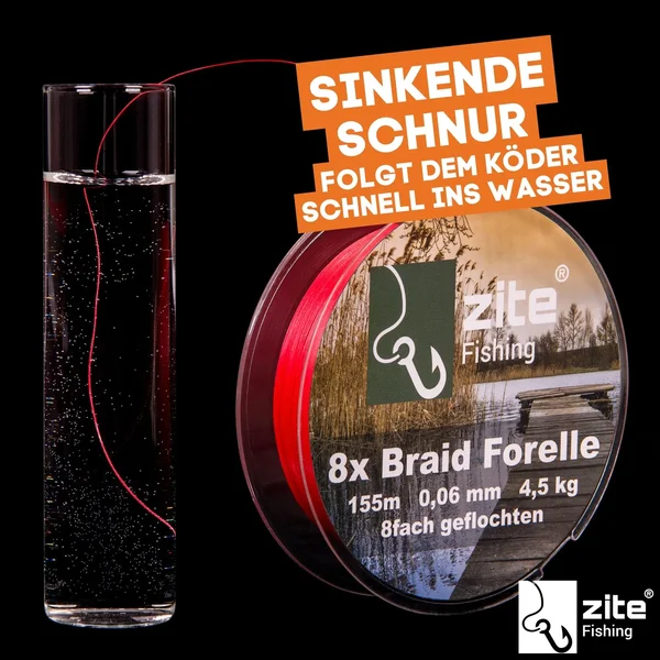 Geflochtene Schnur 8x Forelle Angeln Forellenschnur 155m 0,06mm Rot Zite Fishing_auswahl3