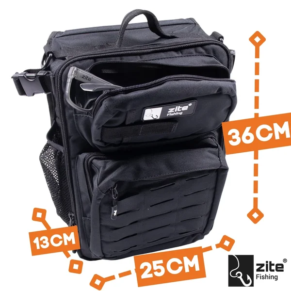 Zite Fishing Slingbag Angelrucksack mit 2 Tackleboxen - 36 x 25 x 13 cm Angeltasche _auswahl1