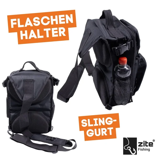 Zite Fishing Slingbag Angelrucksack mit 2 Tackleboxen - 36 x 25 x 13 cm Angeltasche _auswahl3