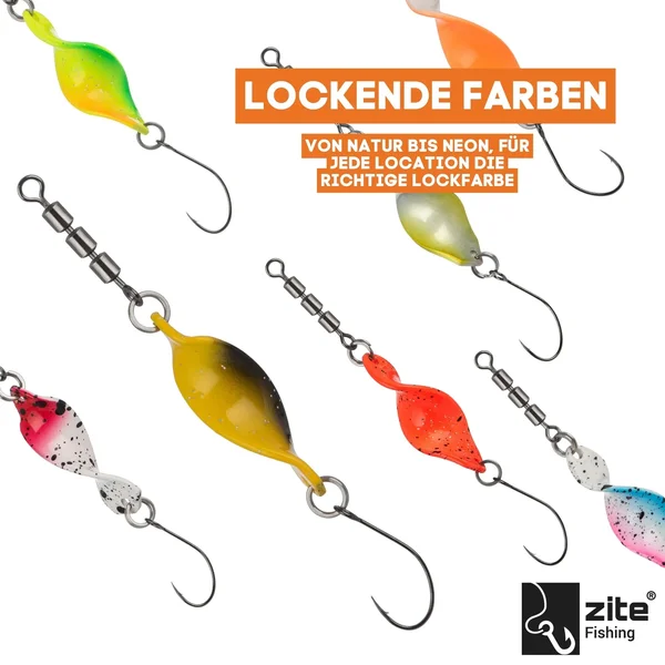 Zite Fishing Spiral Strike Shooter Spoon Set - 10 Stück Forellen-Spoons mit Ownerhaken in Köderbox_auswahl2