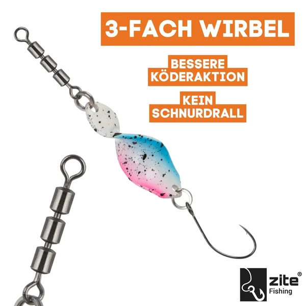 Zite Fishing Spiral Strike Shooter Spoon Set - 10 Stück Forellen-Spoons mit Ownerhaken in Köderbox_auswahl5