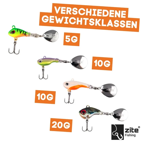 Jigspinner Starterset - Neon & Natur inkl. Haken mit Gratis Tackle-Box für Barsch, Hecht & Zander_auswahl2