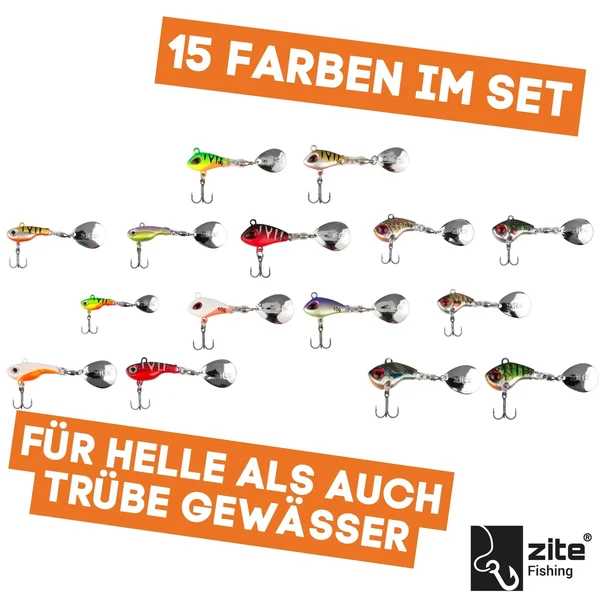 Jigspinner Starterset - Neon & Natur inkl. Haken mit Gratis Tackle-Box für Barsch, Hecht & Zander_auswahl3