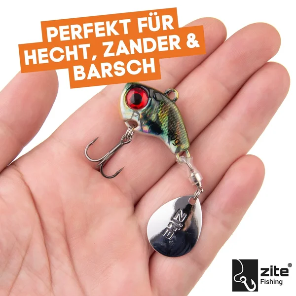 Jigspinner Starterset - Neon & Natur inkl. Haken mit Gratis Tackle-Box für Barsch, Hecht & Zander_auswahl7