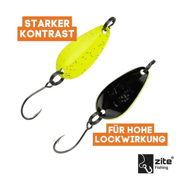 The Troutforce Spoon ZAP! 1,7 g – Neon Genius – UV-aktiver UL Spoon Zite Fishing_auswahl4