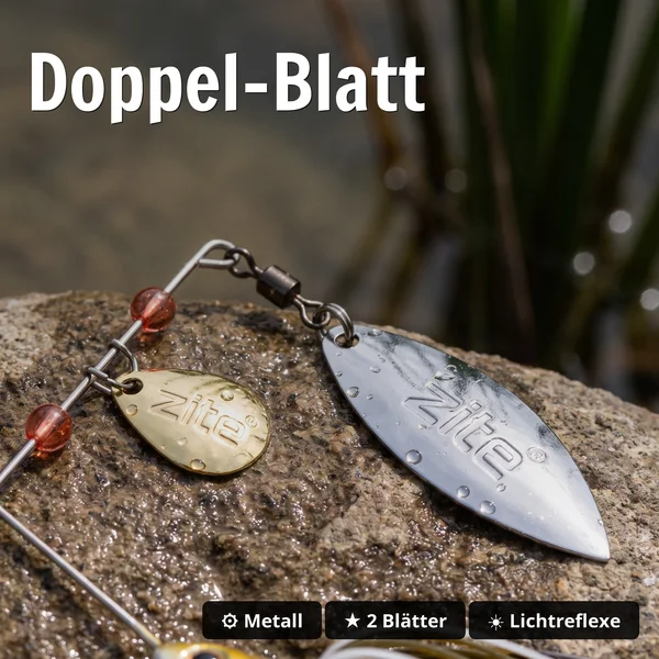 Inzite Rotator Spinnerbaits 10g – Haken 5/0 – Golden Coconut – mit Doppelspinnerblatt & Fransen_auswahl2