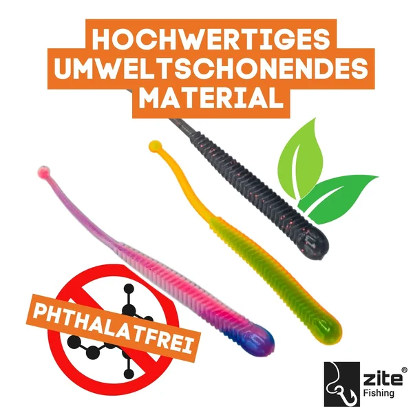Zite Fishing Slinky Snake Starter Set - 40 Gummiköder Knoblauch & Käse Aroma + 12 ProSharp Haken_auswahl3