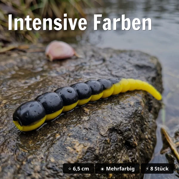 Zite Fishing Curly Viper Schwarz Gelb Knoblauch 6,5 cm Rotationsköder für Forelle 8 Stück_auswahl4