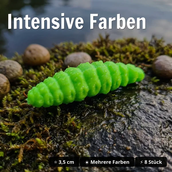 Attracta Larv Chartreuse Knoblauch Aroma Floating Edition 3,5 cm 8 STK Larven Imitat Gummi_auswahl4