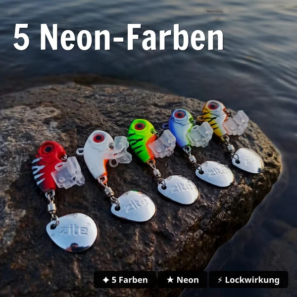 Zite Fishing Jigspinner Set Neon L 15g – 5 Stück mit Tackle-Box Zander Barsch Hecht_auswahl3