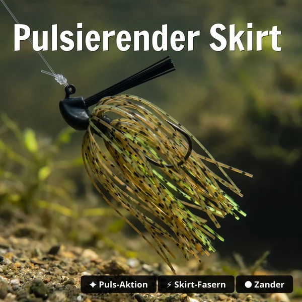 Inzite Skrrt Skirt Jig 6g – Haken 3/0 – Green Pumpkin – mit Weedguard Fransen Köder für Barsch und Zander_auswahl3