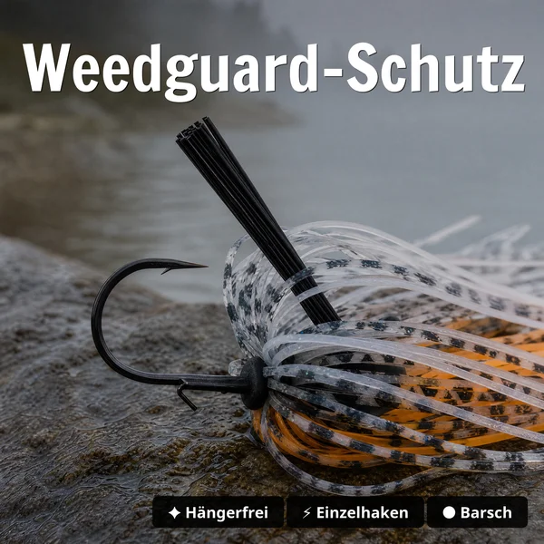 Inzite Skrrt Skirt Jig 10g – Haken 1/0 – Banana Peel – mit Weedguard Fransen Köder für Barsch und Zander_auswahl2