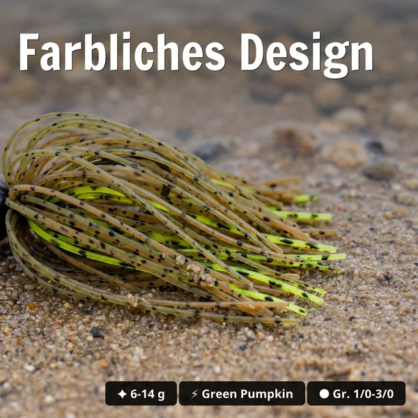 Inzite Skrrt Skirt Jig 10g – Haken 1/0 – Green Pumpkin – mit Weedguard Fransen Köder für Barsch und Zander_auswahl4
