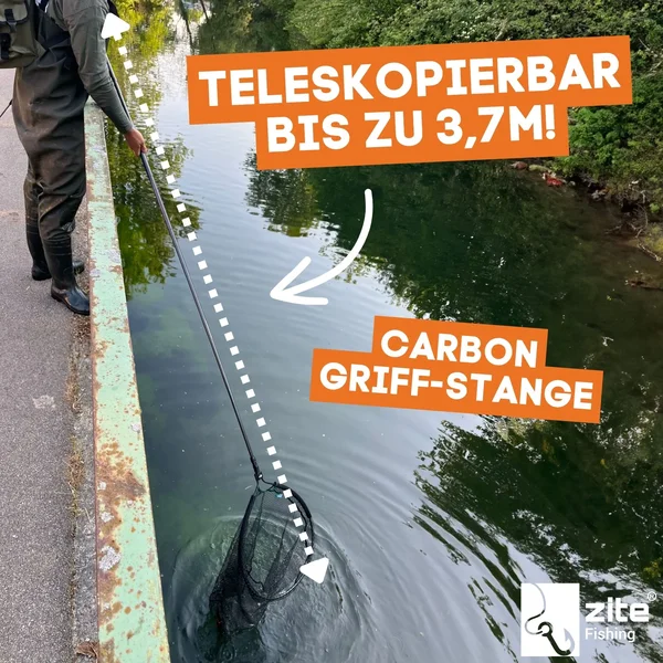 Streetfishing Kescher Gummiert Teleskop Spinnkescher 3,70 m im Set mit GRATIS XXL Hakenlöser Zange  Zite Fishing_auswahl1