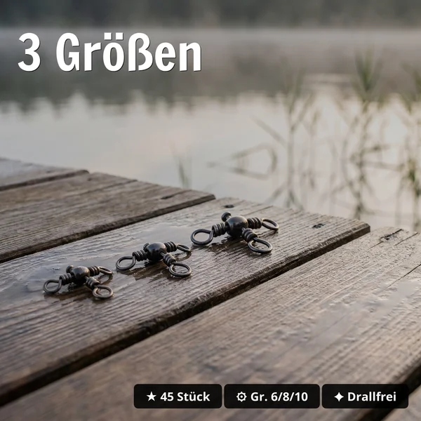 Zite Fishing Kreuzwirbel Sortiment 45 Stück – T-Wirbel Größe 6, 8 & 10 für Paternoster & Dropshot_auswahl3