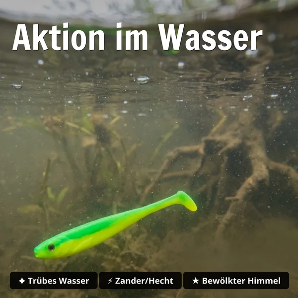 Inzite Shad Lime Bomb Gummifisch 15,5 cm – 4 Stück – UV-aktiv für Zander & Hecht_auswahl3
