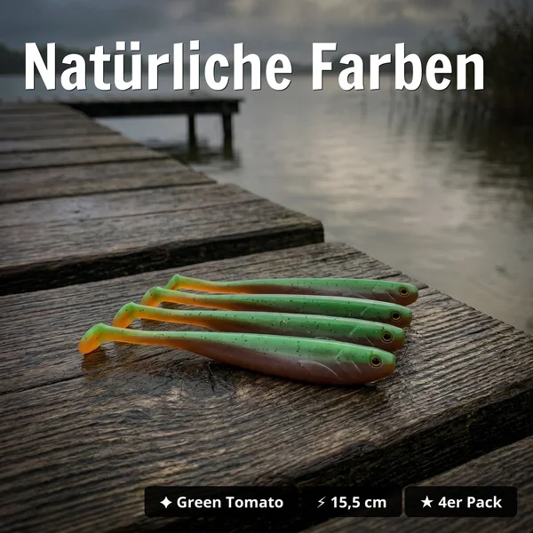 Inzite Shad Green Tomato 15,5 cm – Gummifisch für Zander & Hecht 4 Stück_auswahl2