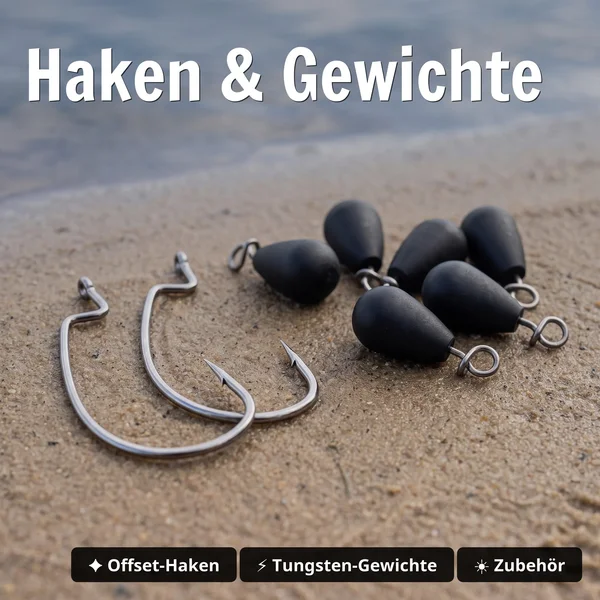 Jika Rig Bundle mit Off-Set Haken sowie Tungsten Jika Gewichten, Snaps, Sprengringen & Schnüren für Barsch & Zander Ange_auswahl3