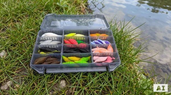 Big Bug Starterbox – 60 Gummiköder in 12 Farben, Forellen Set mit Tackle-Box, UV-aktiv, Ultra-Light_auswahl1
