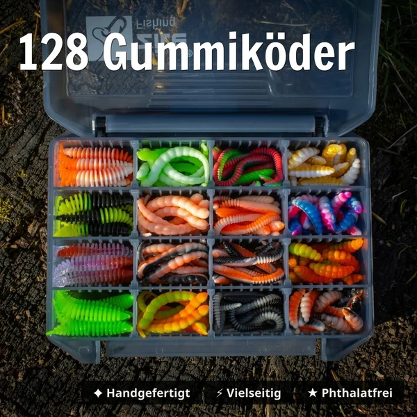 Zite Fishing No Mercy UL Pro Box Set – 128 Forellen Gummiköder + Haken & Knoblauch-Spray GRATIS_auswahl3