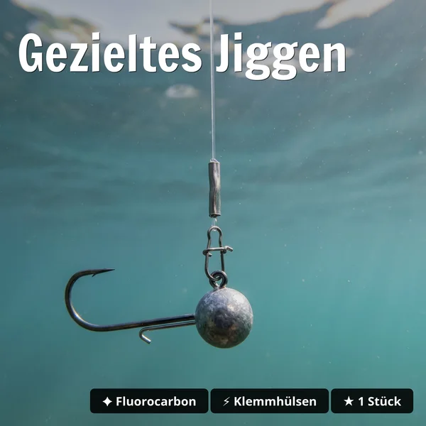 Zite Fishing Jigkopf Ready Rig 7 g – Fluorocarbon-Vorfach 0,28 mm, 40 cm, Gr. 3/0 Jighaken Barsch & Zander_auswahl4