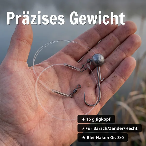 Zite Fishing Jighead 15 g Gr. 3/0 – Fertigmontage mit Fluorocarbon-Vorfach 40 cm, 0,28 mm für Zander, Hecht & Barsch_auswahl3