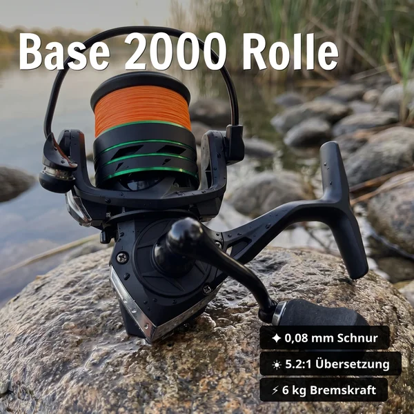 Barsch Angelset Komplett: Spinnrute 2,25 m + Rolle Base 2000 bespult + Rutentasche 1,30 m + Starterbox GRATIS_auswahl4