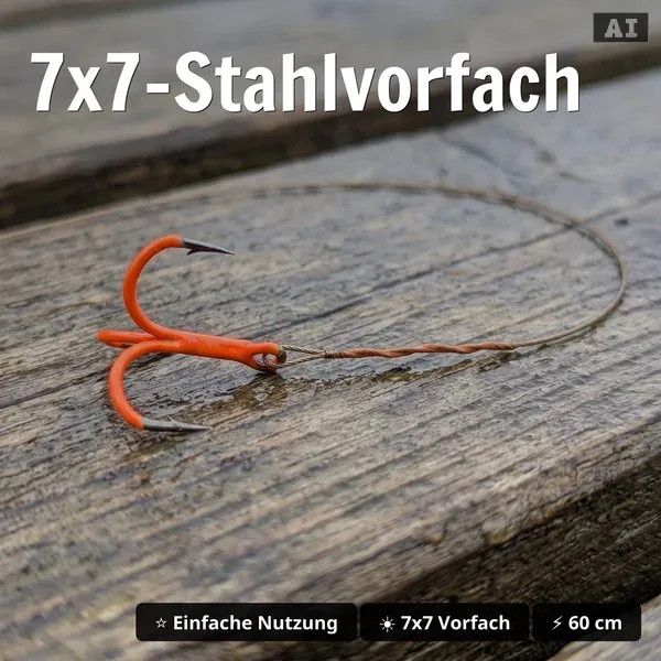 Zite Fishing Köderfisch System UV Gr. S – Stahlvorfach 60cm, Doppel-Drilling #6, 9kg Tragkraft für Hecht_auswahl2