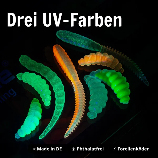 UL Gummiköder Set Glow Edition Box – Forelle Big Mag Curly Viper Mighty Mag Twerky Tailer_auswahl3