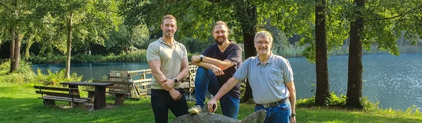 Nick, Lukas und Bernd am Vereinssee in Bad Bodenteich