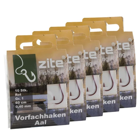 Zite Fishing 50x Haken mit Schnur Aal Gr. 1 Vorfachhaken monofil gebunden