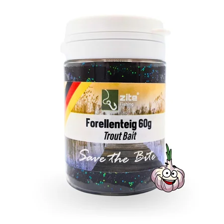 Forellenteig 60g Angelpaste als Forellen Angelköder Knoblauch schwarz Zite Fishing