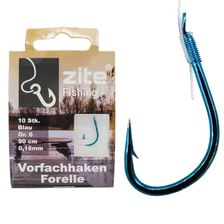 Zite Fishing Forellen-Vorfachhaken Gr. 6 mit Schnur gebunden 10 Stück