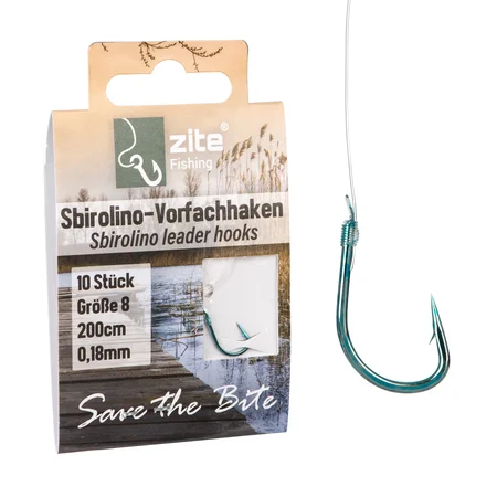 Zite Fishing Sbirolino-Vorfachhaken Größe 8 mit Schnur - 10 Stück