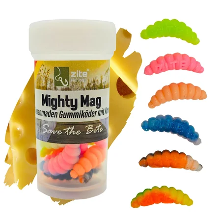 Mighty Mag Bienenmaden Imitat Neon Mix Käse Aroma 2,8 cm 12 Stück