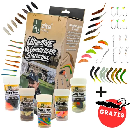 XXL Forellen Gummiköder Set - UL-Köder Bundle mit Mighty Mag, Curly Viper, Twerky Tailer & Haken + GRATIS ÜBERRASCHUNG