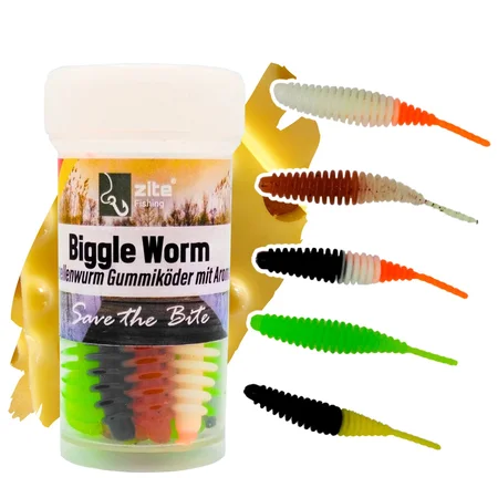 Zite Fishing Biggle Worm Allround Mix Käse 6,5 cm 8 Stück