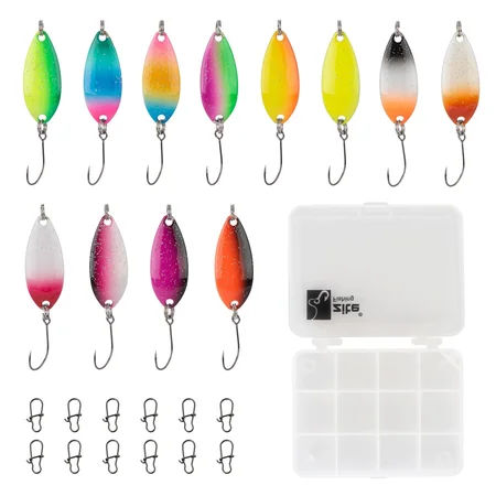 Zite Fishing Trout Spoon Forellenköder Set Beidseitig Farbig 12 Stück in Box